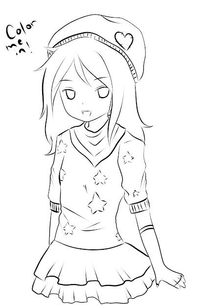 Anime Girl Coloring Page By Creampuffchan On Deviantart For Coloring Pages  Draw Girl Coloring Pages