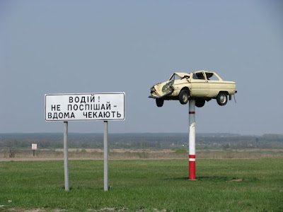 crushed mercedes on pole