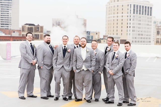 groomsmen on z belt lot rooftop posing