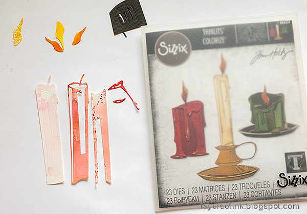 Layers of ink - Candle in a window by Anna-Karin Evaldsson. Die cut Tim Holtz Sizzix candles