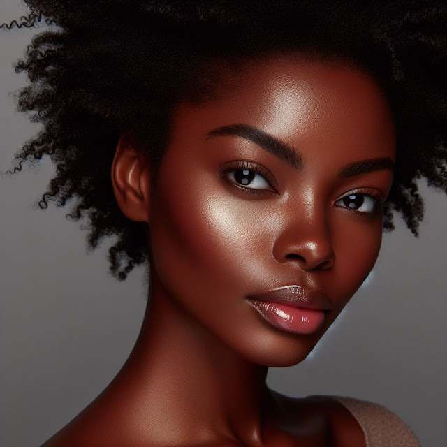 An african american woman with glowing skin