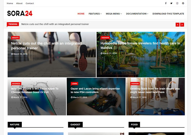 Sora24 Blogger Template•blogspot 2021