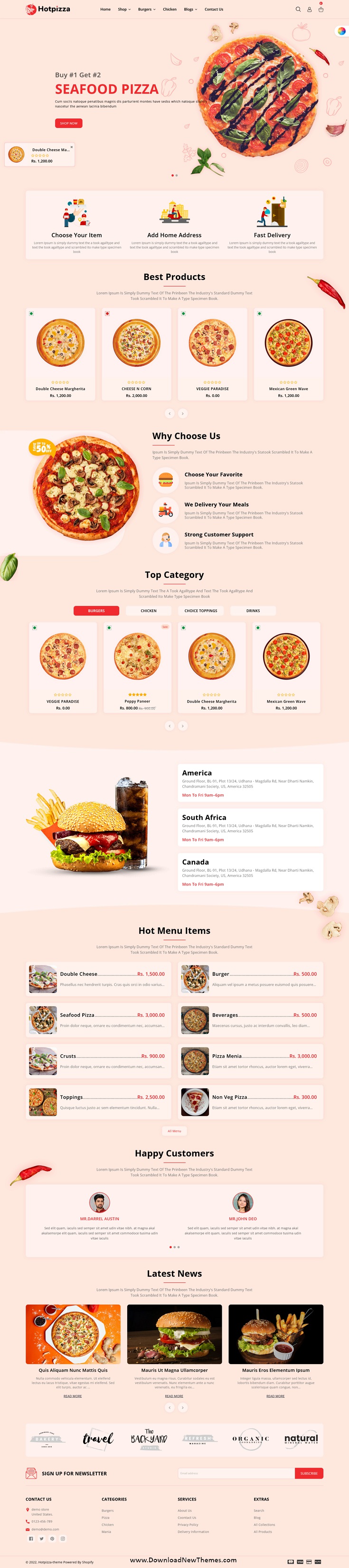 Download Pizza & Food Delivery Store Website Theme