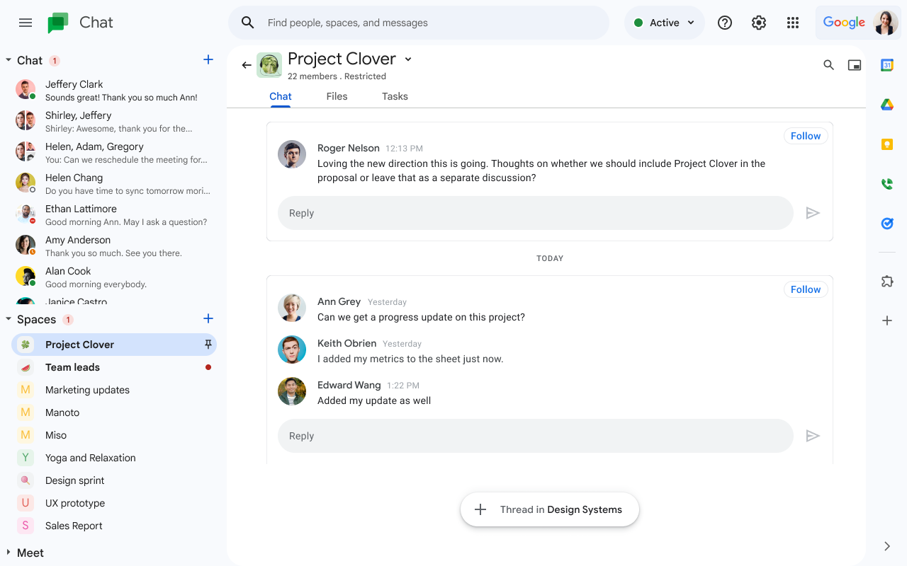 Google Workspace Updates: Existing spaces organized by conversation topic  will be upgraded to the new in-line threaded experience by the end of Q1  2024