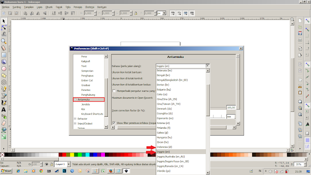 cara mengubah bahasa aplikasi inkscape