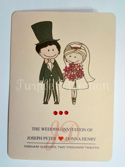 Cartoon Couple Wedding Invitation Card, wedding cartoon invites, wedding invitation cards, malay wedding cards, cartoon couple cards, invitation, wedding, card, handmade card, joseph peter and donna henry, joseph peter, donna henry