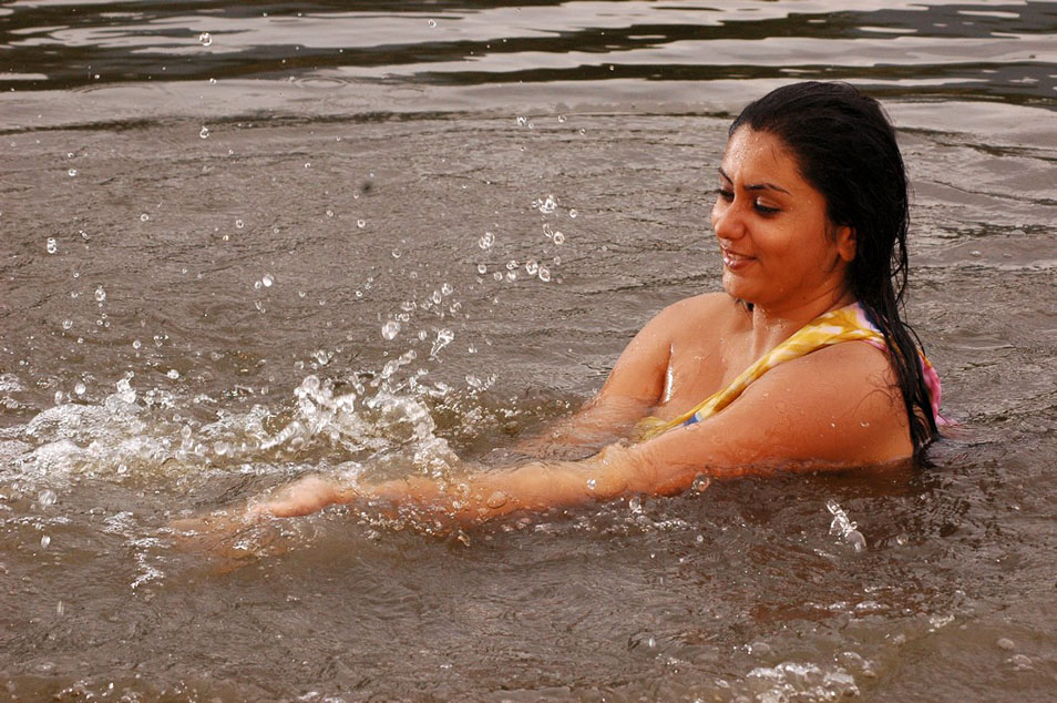 Namitha Hot Wet Dress Stills in Water