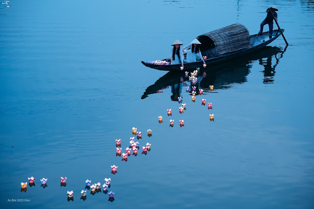 Photography of floating red lantern in Hue