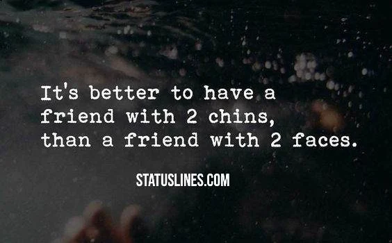 Its better to have a friend with 2 chins than a friend with 2 faces..