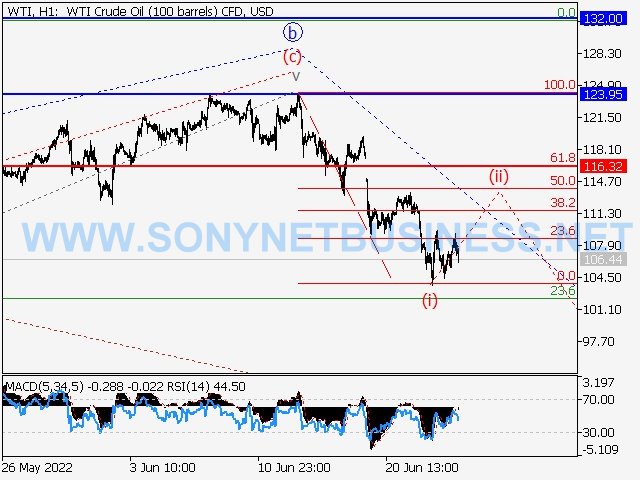 WTI Crude Oil : Elliott wave forecast for the period of 24.06.22 to 01.07.22