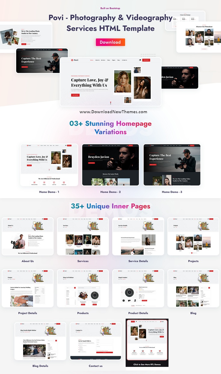 Download Photography & Videography Services Bootstrap Template