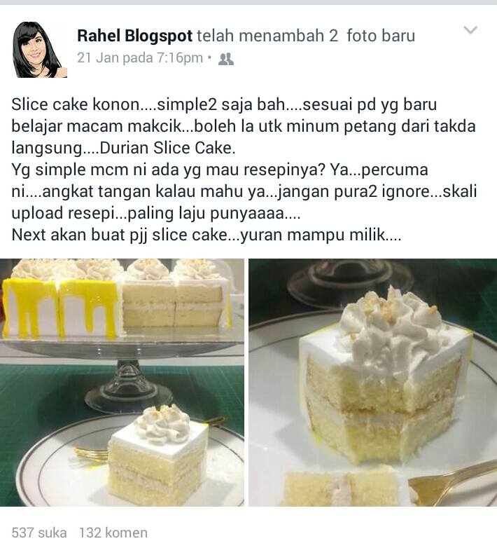 Resepi Kek Durian Guna Blender - Contoh Box