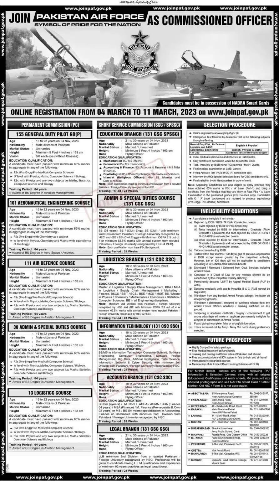 PAF Jobs 2023 Advertisement