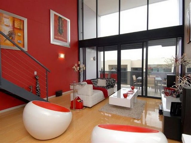 Red And White Living Rooms