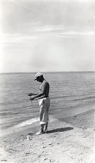 Putnam Family Beach Trip-Ervin Putnam Fishing, around 1941