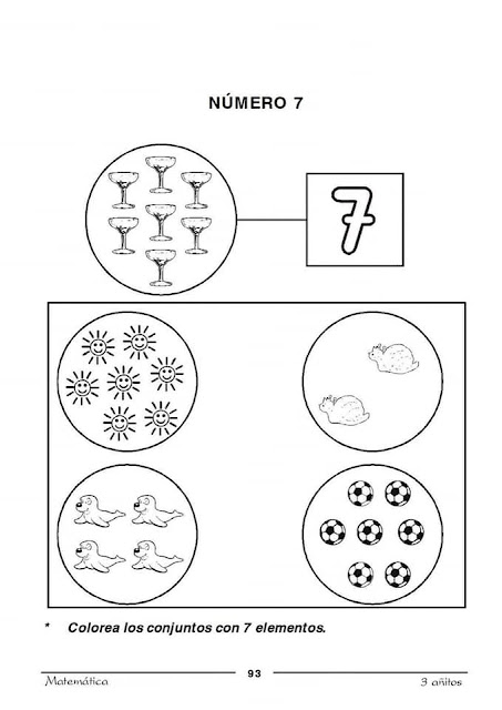 Número 7 de Lógico Matemático de 3 años