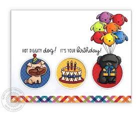 Sunny Studio Stamps: Party Pups Puppy Dog Birthday Balloons Card by Mendi Yoshikawa