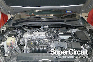 SUPERCIRCUIT Front Strut Bar installed to the Toyota Corolla Cross XG10 1.8 non-hybrid engine bay.