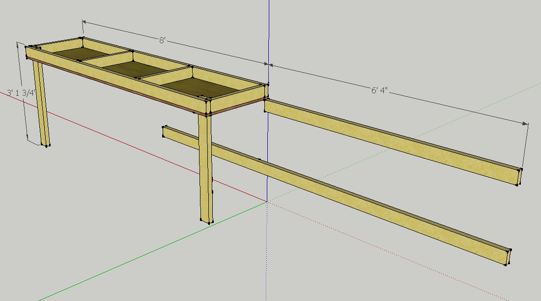 Continue to the front of the table and assemble the front supports 