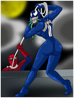 Shevenom mary jane under the influence of symbiote grabbed peter and started choking him with her tentacle one side she wanted revenge but on the other side she was getting super horny by peters musky fragrance coming from his dick that her enhanced senses are filtering out from rest of the fragrances she willed more so even one of her enhanced shevenom eyes zoomed on perter crotch showing every little movement his dick is making beneath the spandex she desperately wanted to suck that dick her featureless and emotionless shevenom mask may be giving a furious look but behind that mask mj was giving slutry looks bitting her lipps wanted to finger her pussy but in influence of symbiote was in action pose one side wanted to beat him to death other side wanted to beat his dick and suck him dry