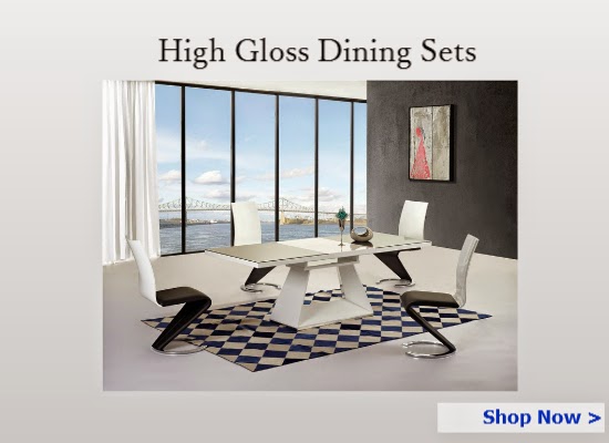 High gloss dining table and chairs set