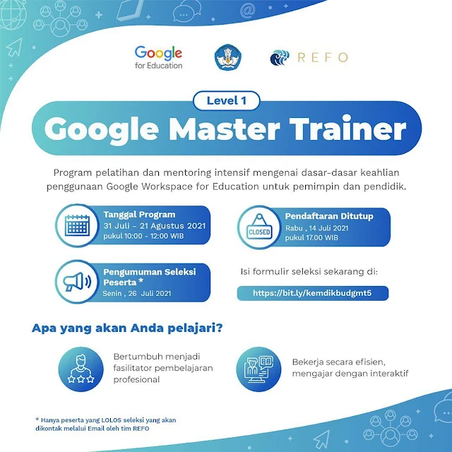 Pendaftaran Google Master Trainer Level 1 Batch 5 telah dibuka