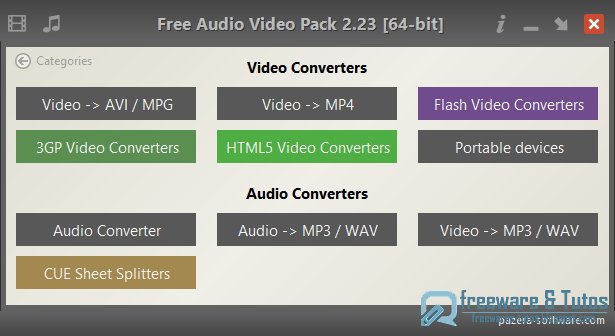 Pazera Free Audio Video Pack : une compilation portable pour la conversion audio et vidéo