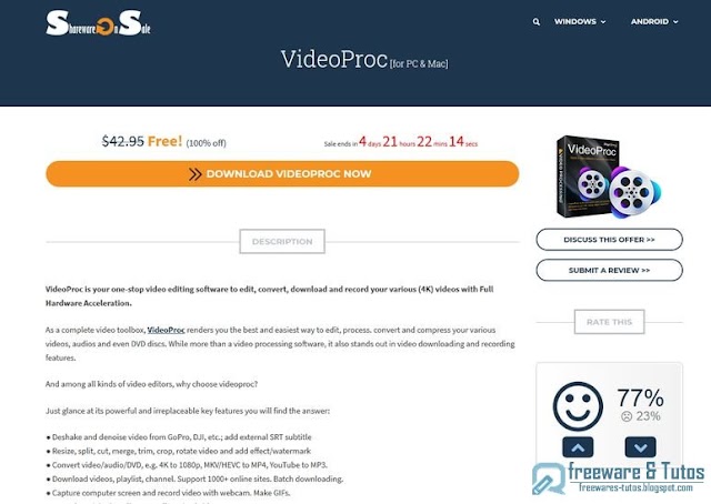 Offre promotionnelle : VideoProc gratuit !