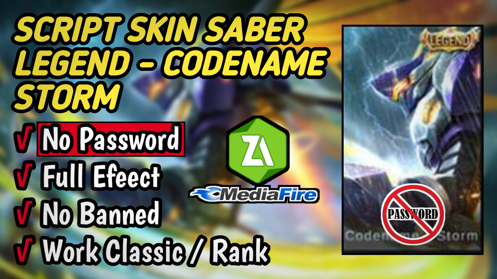 SCRIPT SKIN Saber Legend - Codename Strom Full Effect ...