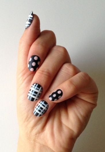 black and white matte nail designs