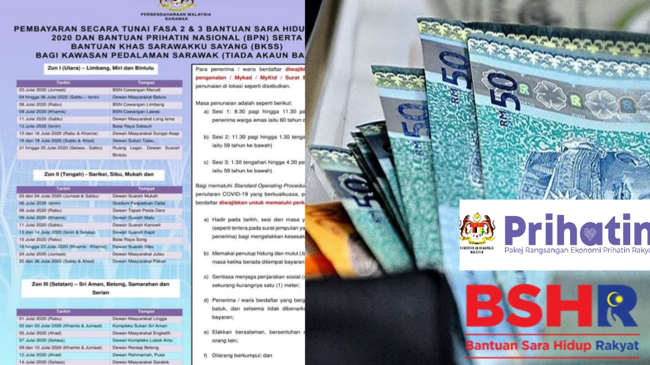 Tarikh dan Tempat Bayaran Secara Tunai BPN, Fasa 2 & 3 BSH 