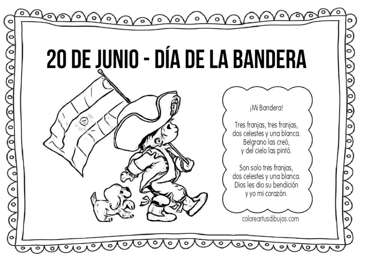 Colorear Tus Dibujos 20 De Junio Dia Bandera Argentina Para Colorear