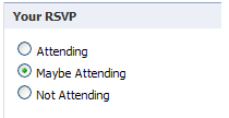 RSVP box with 'Maybe Attending' selected