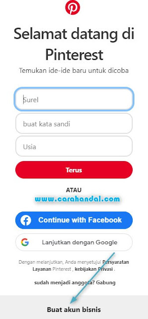 Cara Membuat Akun Pinrest Bisnis