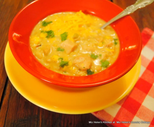Slow Cooker Green Chili, Chicken and Rice Soup at Miz Helen's Country Cottage