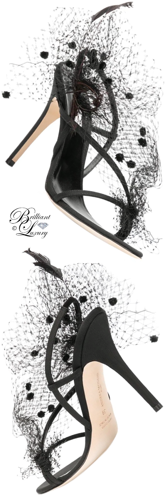 Brilliant Luxury ♦ Andrea Mondin Anne veil and feathers sandals #black