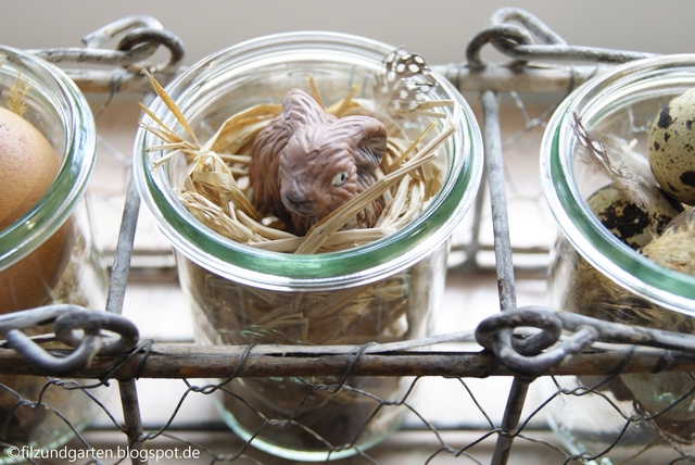 Mini-Weckglas mit Osternest und Osterhase