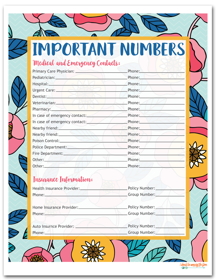 Free Important Contacts Printables includes a Service and Utilities Printable, too. These are perfect for a home binder system for easy home organization. Or, just stick these on the fridge for easy reference. 