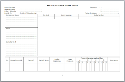 Format Kartu Soal SD, SMP, SMA