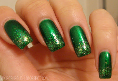 The Posh Polish: A Sinfully Green Glitter Gradient