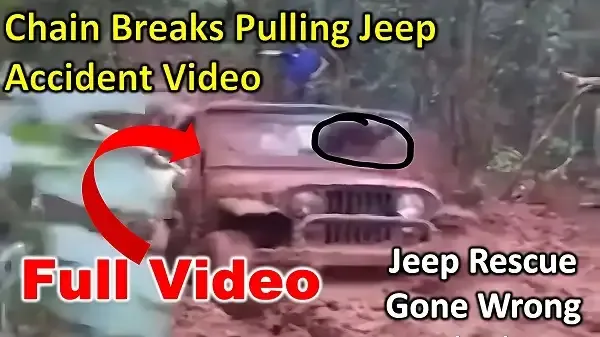 Chain Breaks Pulling Jeep Video