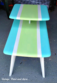 Vintage, Paint and more... surf board inspired table painted in bright beachy colors