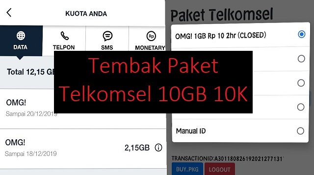 Tembak Paket Telkomsel 10GB 10K