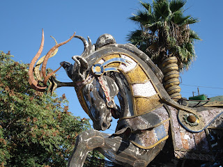 Giant merry-go-round horse sculpture at The Brewery - Lincoln Heights