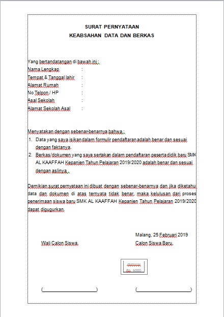 Surat Pernyataan Keabsahan Dokumen - Berbagi Informasi