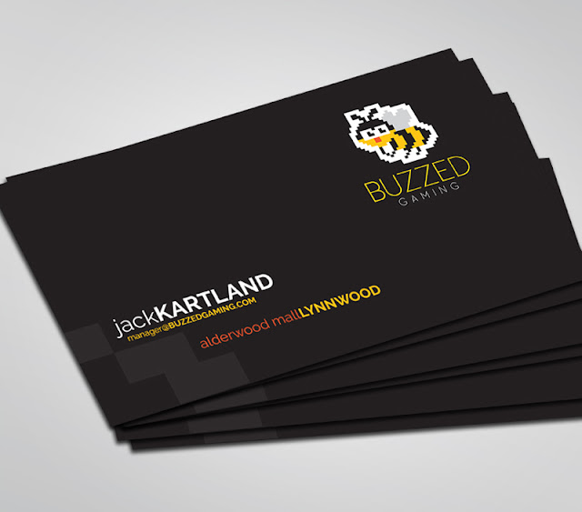 Buzzed Gaming business card designed by Skyberry Studio Seattle Washington