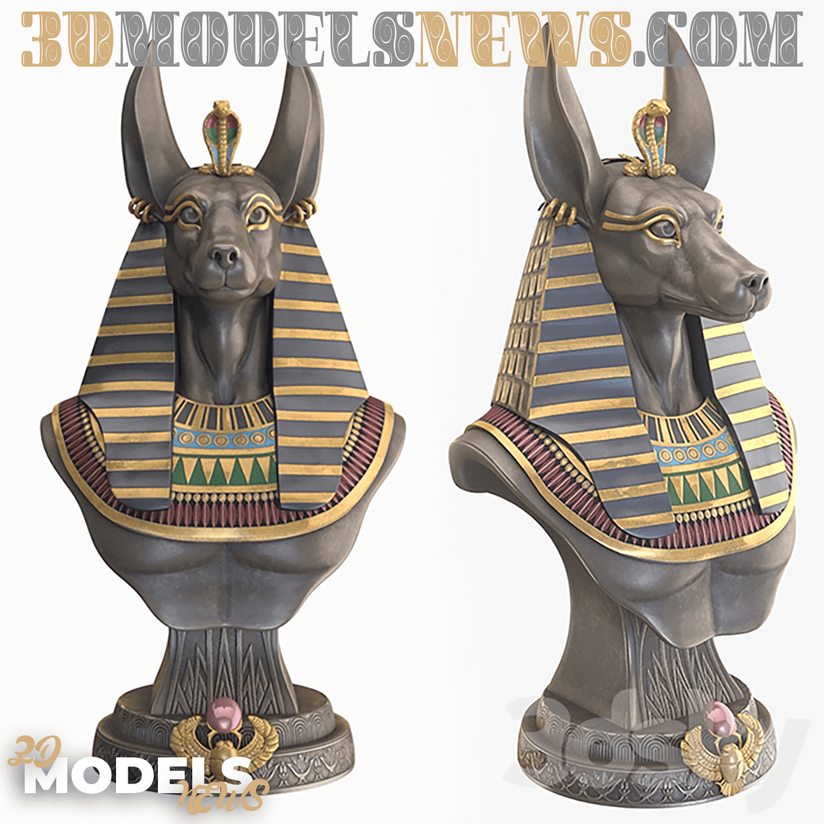 Egyptian Pharaonic Wolf Sculpture Model