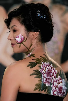 Flower Become Face And Body Painting Design