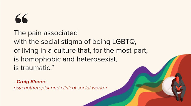 "The pain associated with the social stigma of being LGBTQ, of living in a culture that, for the most part, is homophobic and heterosexist, is traumatic." - Craig Sloane, psychotherapist and clinical social worker