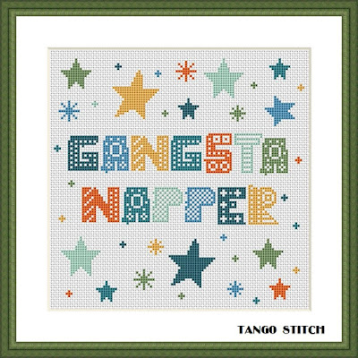 Gangsta Napper funny nursery cross stitch pattern